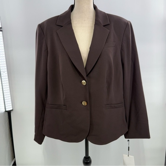 Calvin Klein Woman Plus 20W Brown “Otter” Stretch Blazer Jacket - Picture 12 of 12